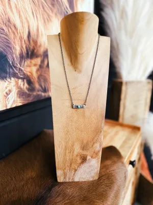 Thick Bar Engraved Turquoise Necklace