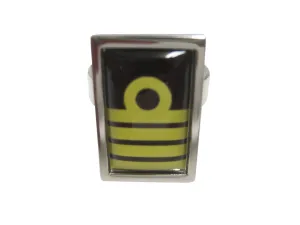 Thick Bordered Rectangular Nautical Captain Rank Adjustable Size Fashion Ring