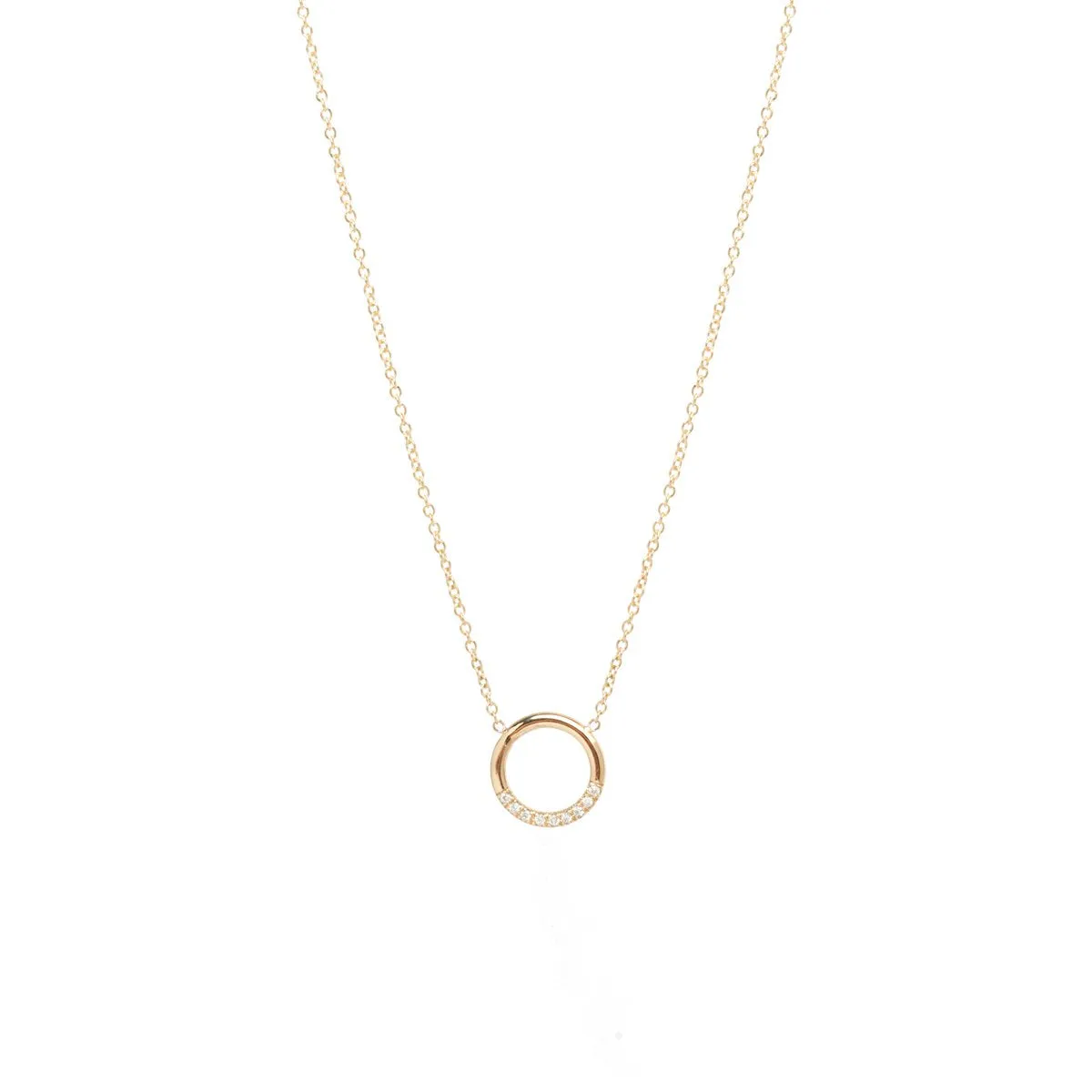 Thick Circle Necklace with Pave Diamonds