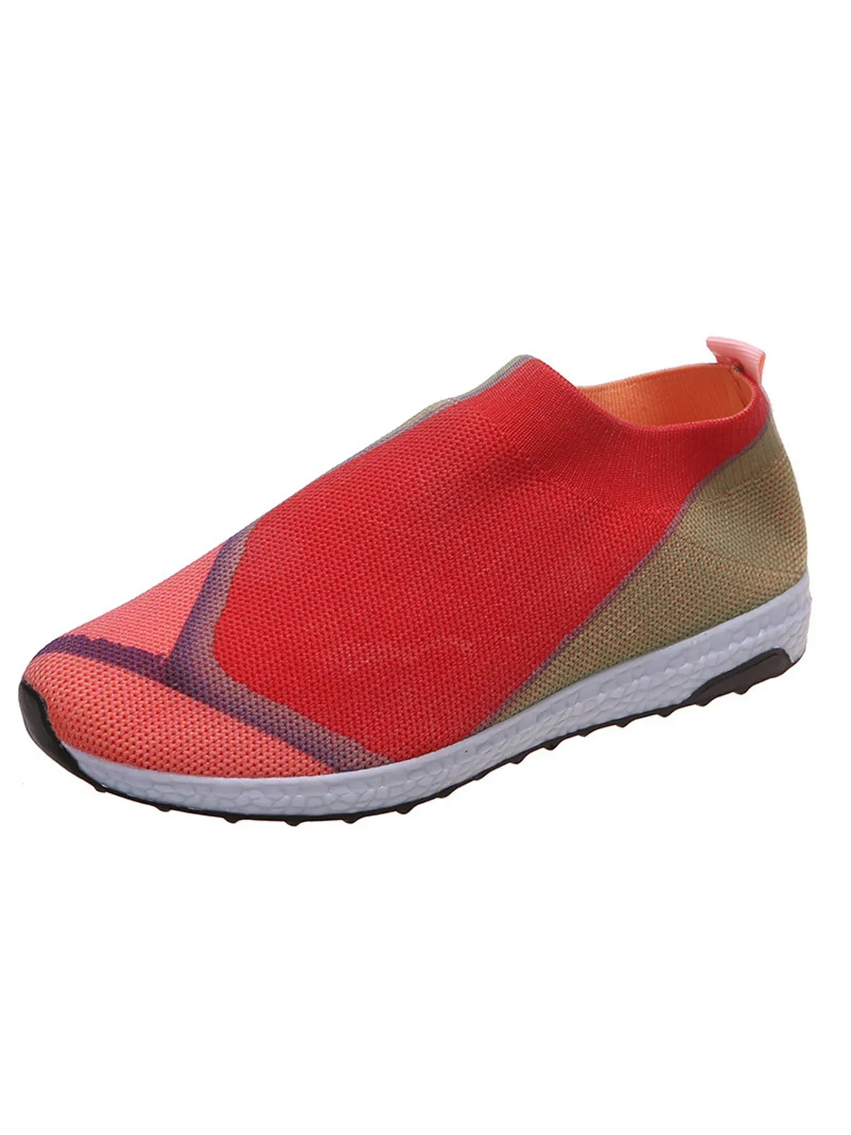 Thick Sole Color Blocking Fly Woven Mesh Slip-On Sneakers Lazy Casual Shoes