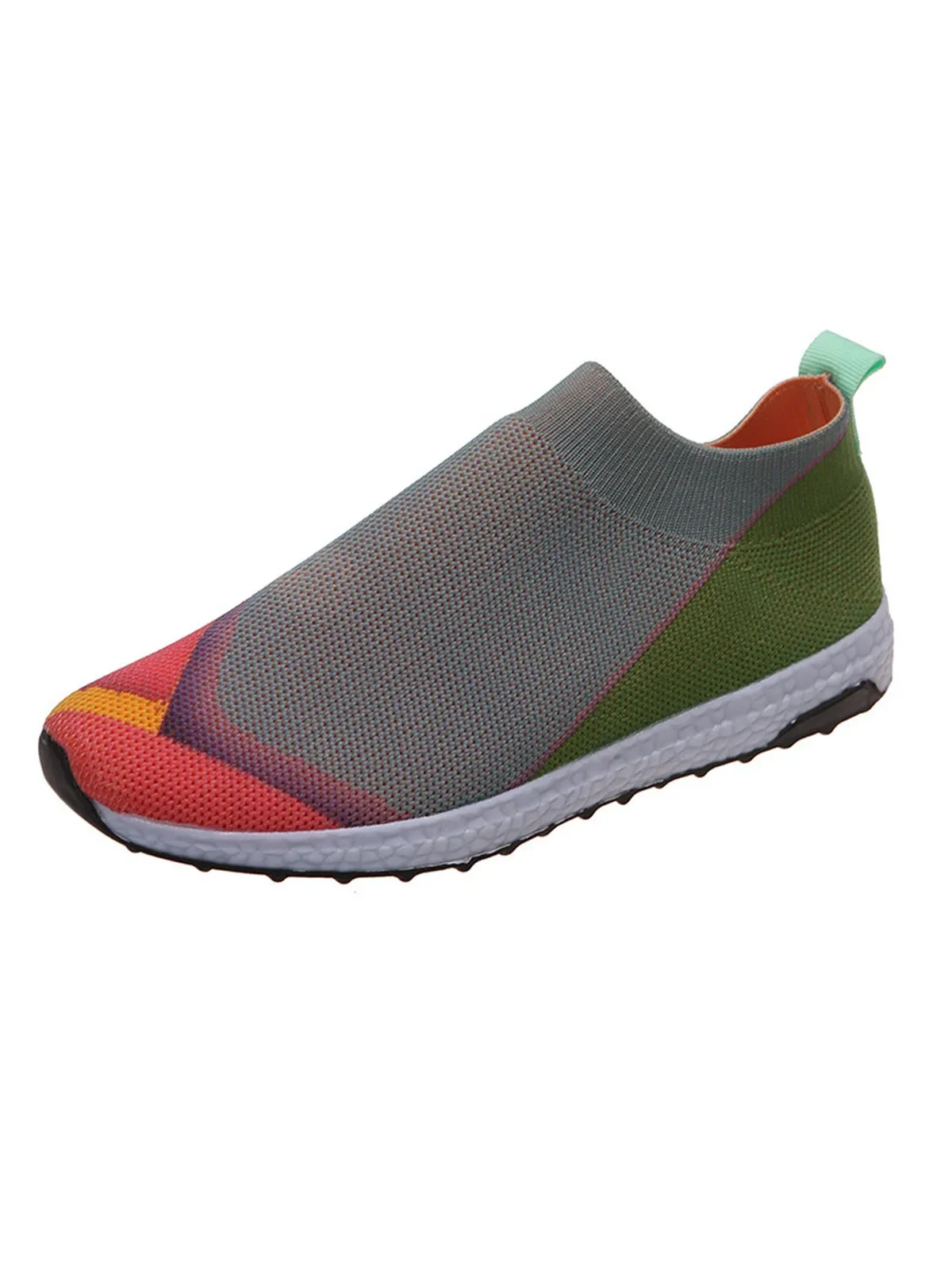 Thick Sole Color Blocking Fly Woven Mesh Slip-On Sneakers Lazy Casual Shoes