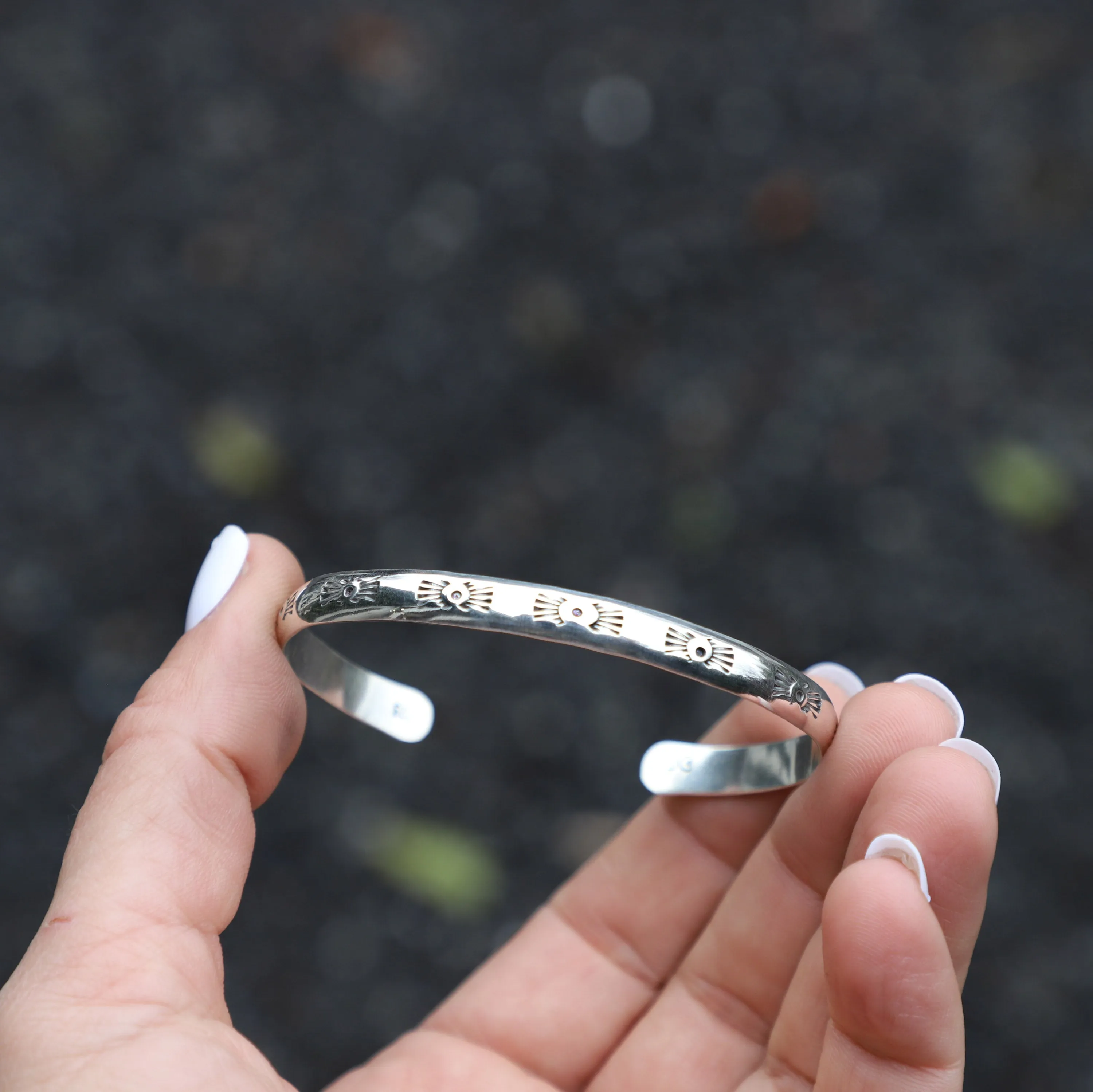 Thick Sterling Stamped Cuff #8