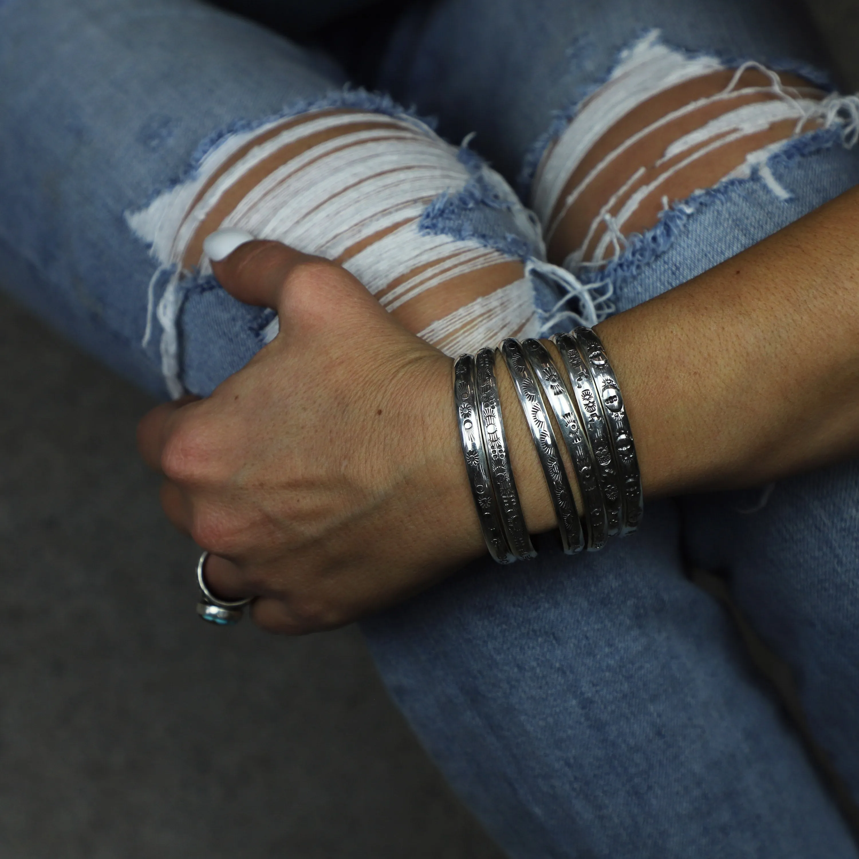 Thick Sterling Stamped Cuff #8