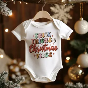 Thick Thighs & Christmas Vibes Retro Baby Bodysuit