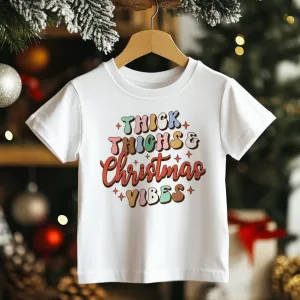Thick Thighs & Christmas Vibes Retro Toddler & Kids T Shirt