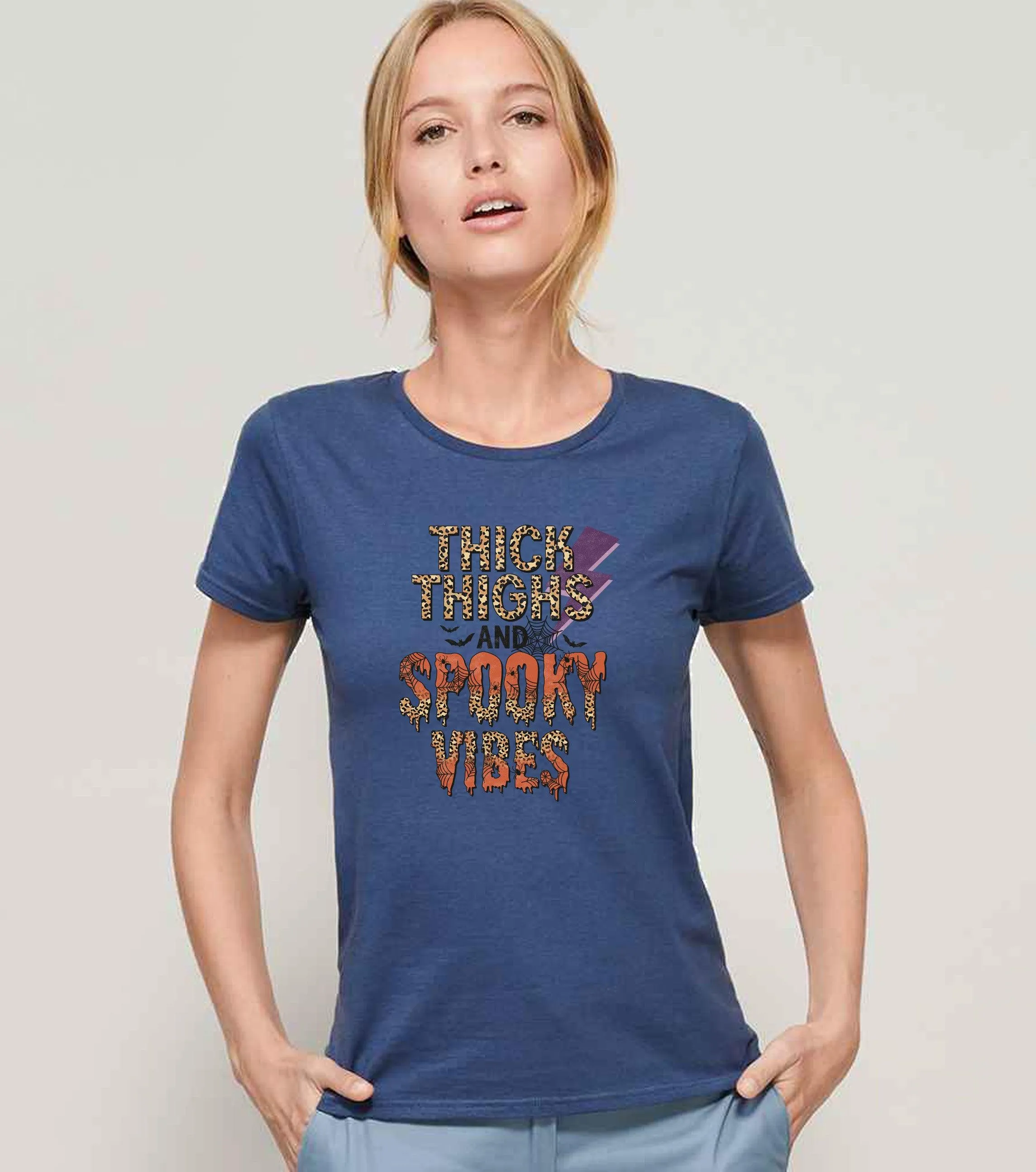 Thick Thighs Spooky Vibes Ladies T-shirt
