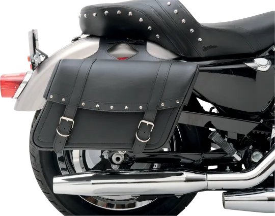 Throw-Over Highwayman Slant Style Universal SaddleHyde Saddlebags with Rivets - Jumbo
