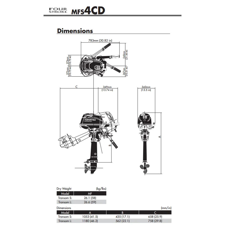 Tohatsu MFS4 4hp 4-stroke outboard portable engine