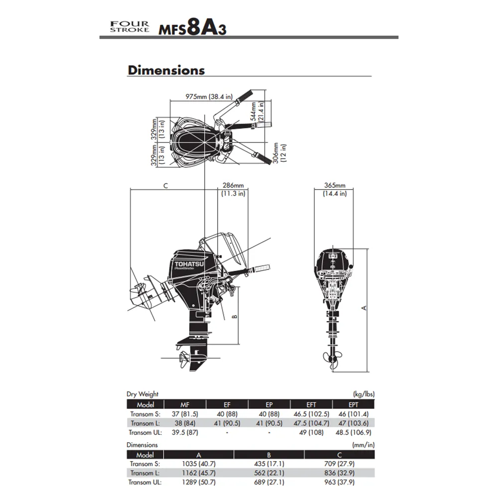 Tohatsu MFS8 8hp 4-stroke outboard engine