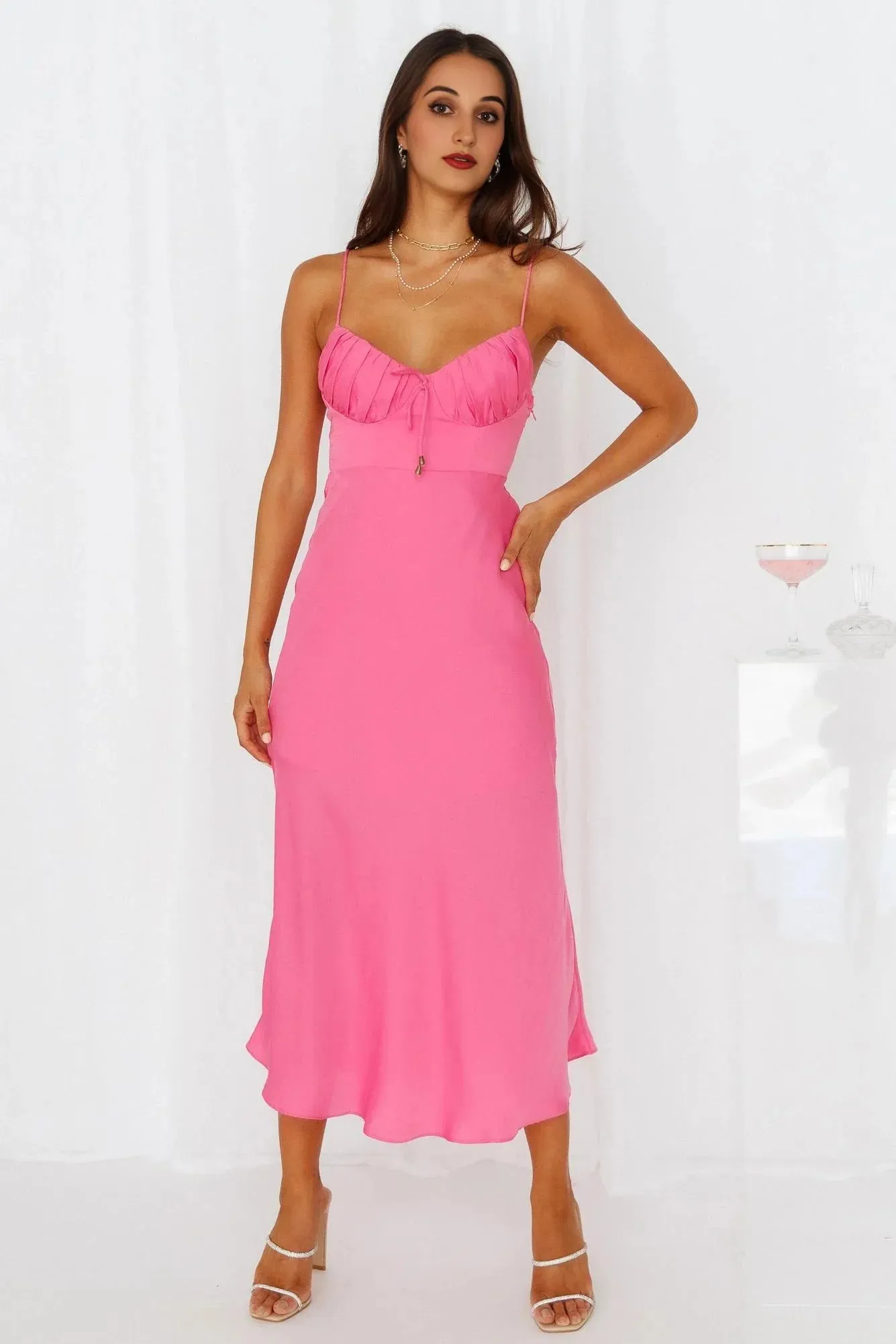 Top Charts Midi Dress Pink