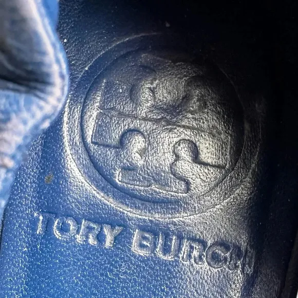 Tory Burch Blue Leather Twiggie Scrunch Ballet Flats