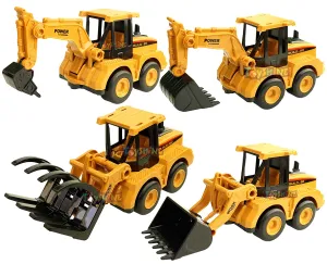 Toyshine Pack of 4 ABS Plastic Construction Vehicle Automobile Car Toy Set, Friction Powered, 4WD Toy Set