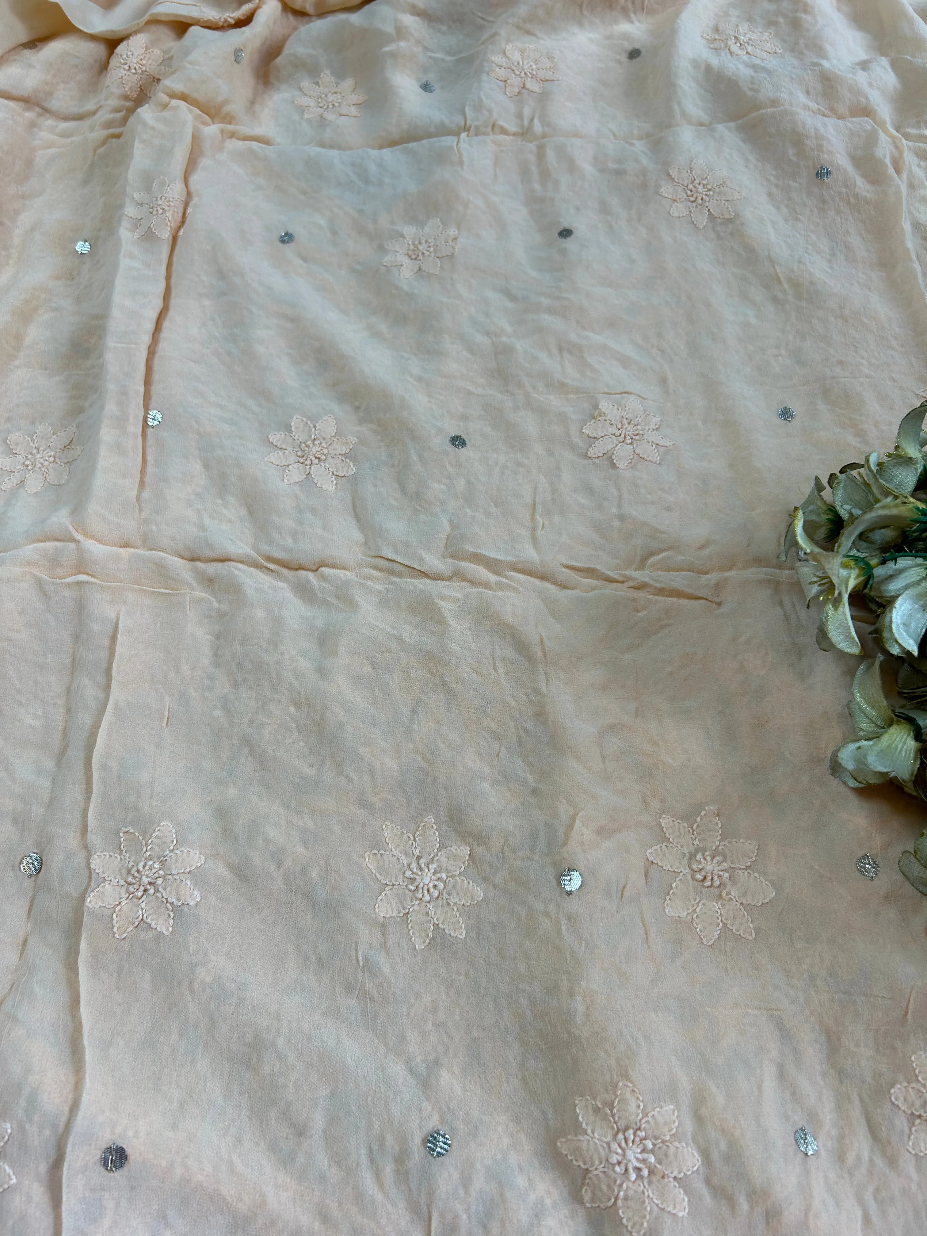 Trending Fancy Chikankari Mukaish Work Salwar Suit In Blush Peach