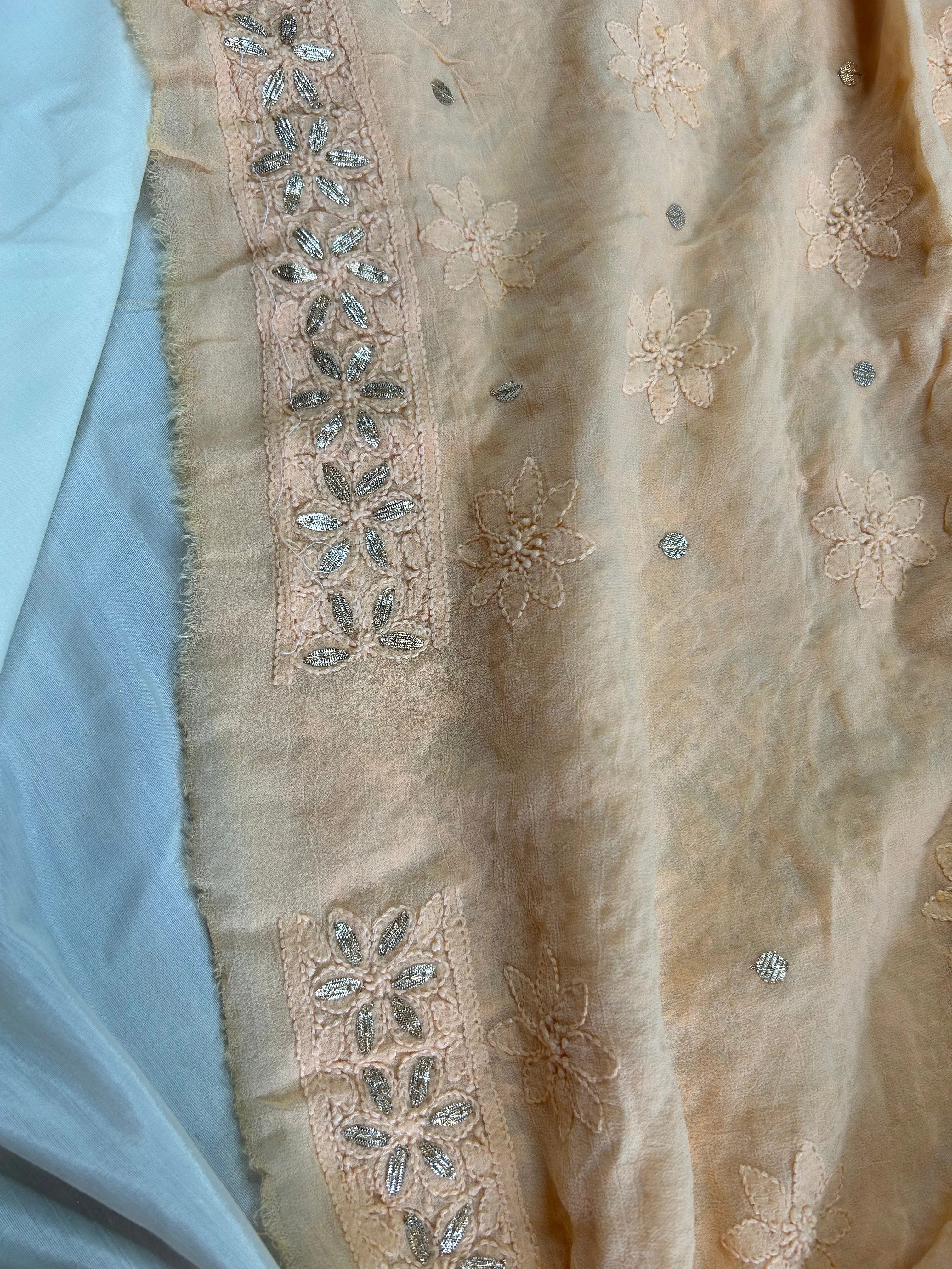 Trending Fancy Chikankari Mukaish Work Salwar Suit In Blush Peach