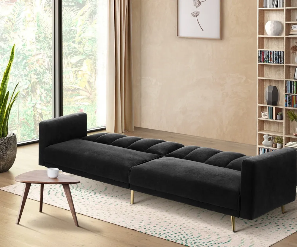 TRI 3-Seater Sofa Bed Velvet Black