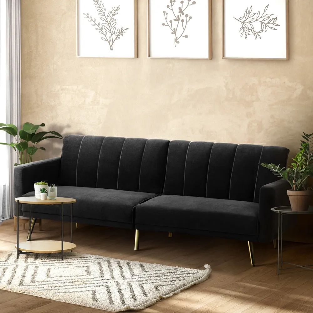 TRI 3-Seater Sofa Bed Velvet Black