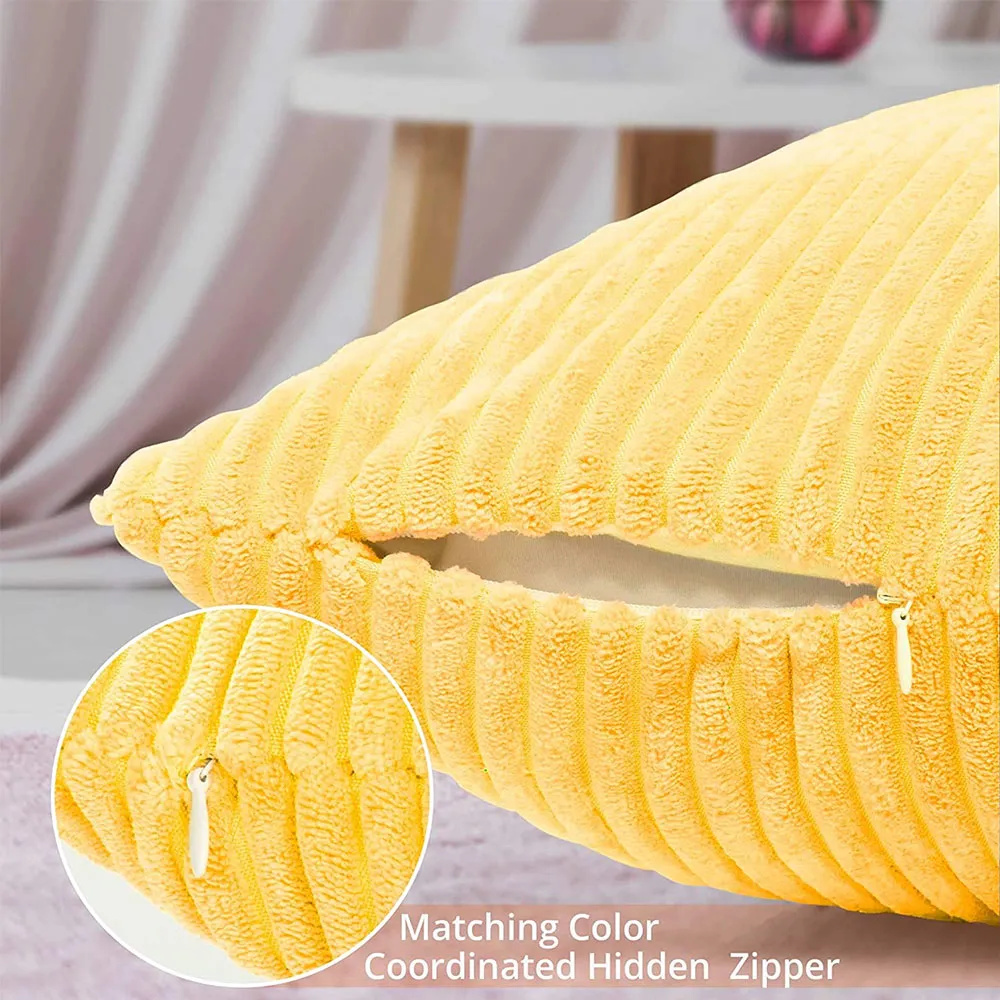 TRIPLETREE Throw Pillow Cover Pack of 2 Striped Corduroy Velvet 18X18 inch