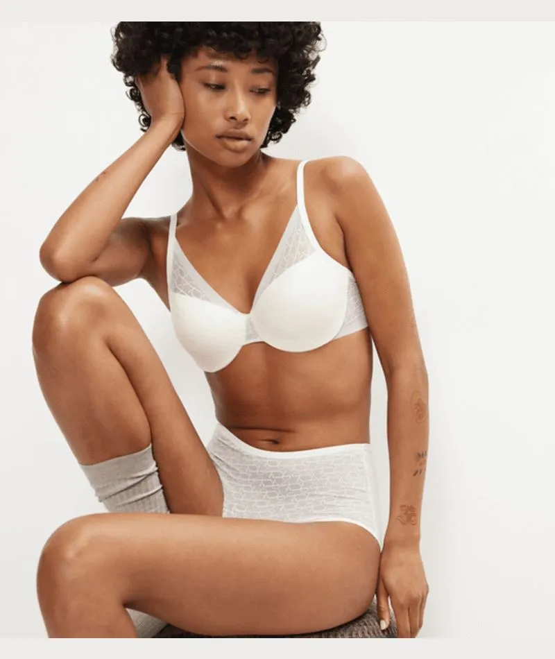 Triumph Signature Sheer Underwired Padded Half Cup Bra - Ecru White