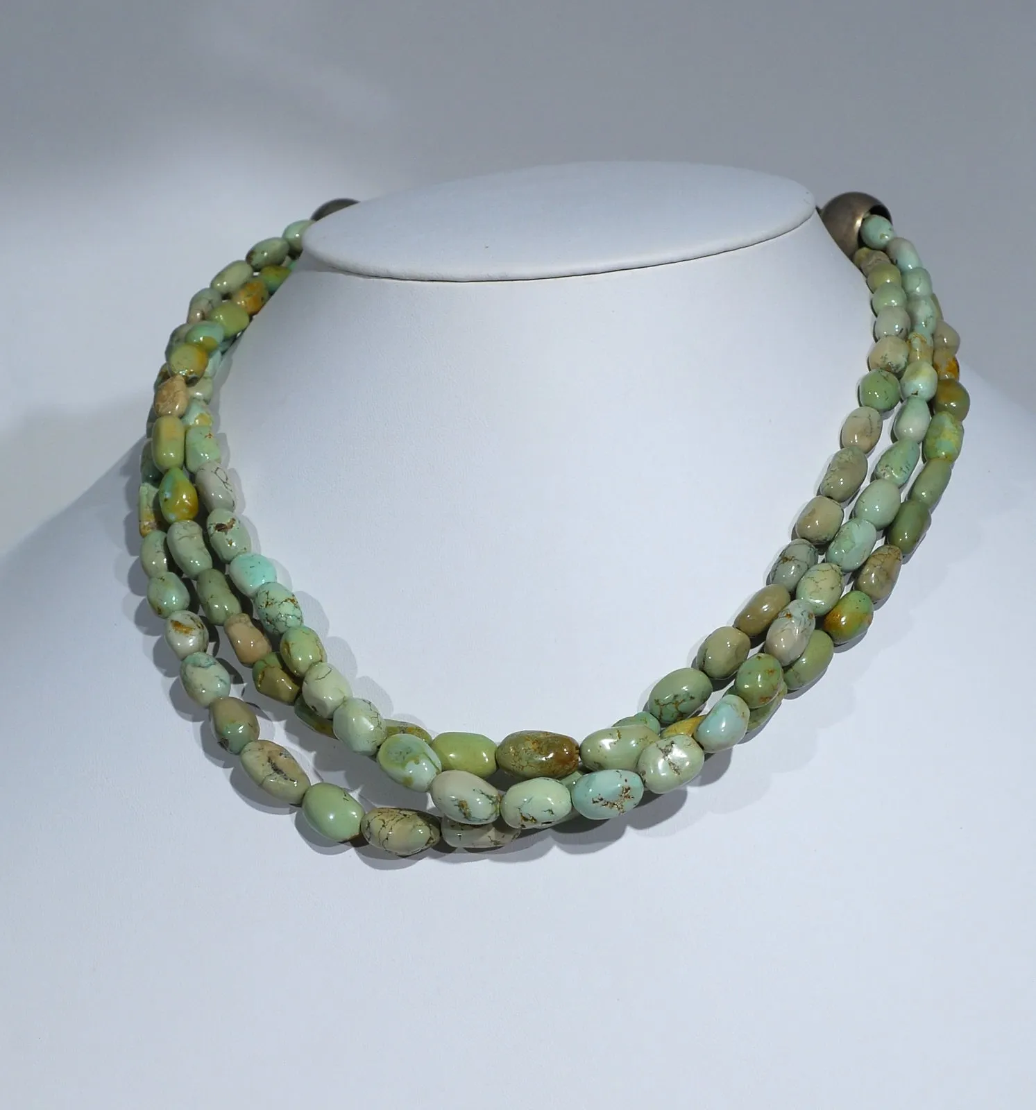 Turquoise Graduated 3-Strand Nugget Necklace
