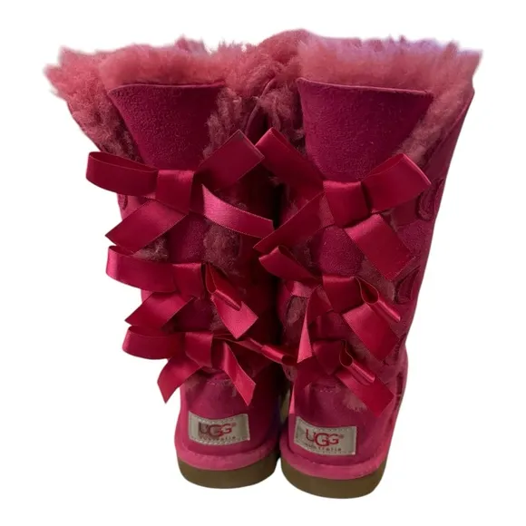 UGG Australia Kids Tall Bailey Pink Suede Leather Winter Boots 13