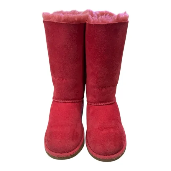 UGG Australia Kids Tall Bailey Pink Suede Leather Winter Boots 13