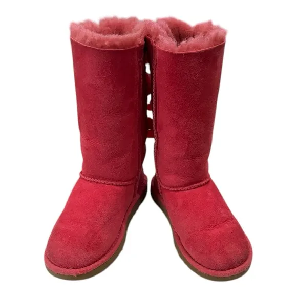 UGG Australia Kids Tall Bailey Pink Suede Leather Winter Boots 13