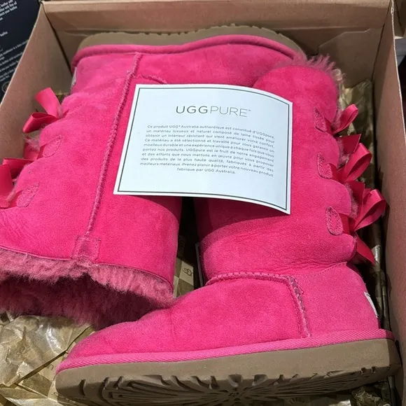 UGG Australia Kids Tall Bailey Pink Suede Leather Winter Boots 13