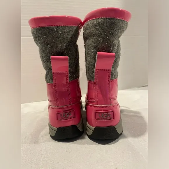 UGG Butte II Patent Pink Silver Glitter Lace Up Pink Waterproof Boots Girls 13
