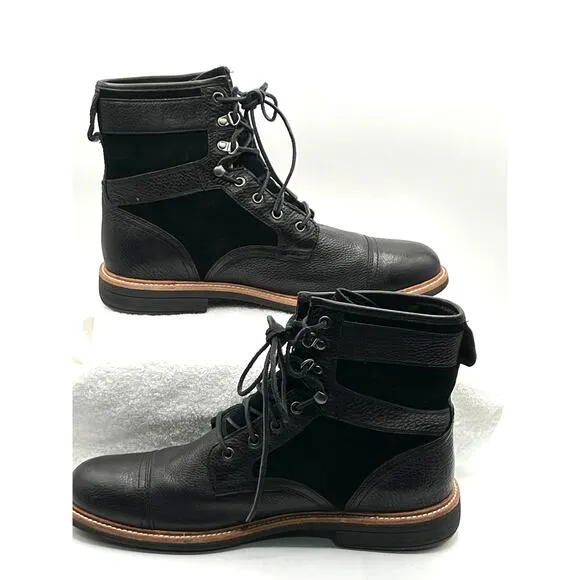 UGG Magnusson Black Leather &amp; Suede Comfort VTG Style Lace Up Boots Mens Size 12
