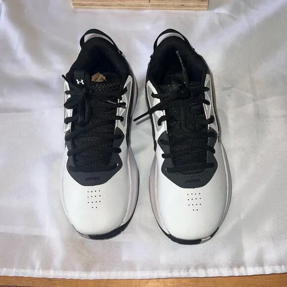 Under Armour Boys  Lockdown 6 Basketball Shoes White/ Jet Gray Black Size 4.5