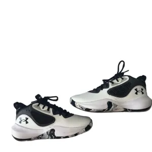 Under Armour Boys  Lockdown 6 Basketball Shoes White/ Jet Gray Black Size 4.5