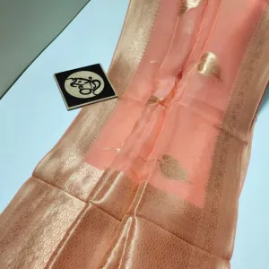 Unique Peach Banarasi Semi Georgette Soft Silk Saree