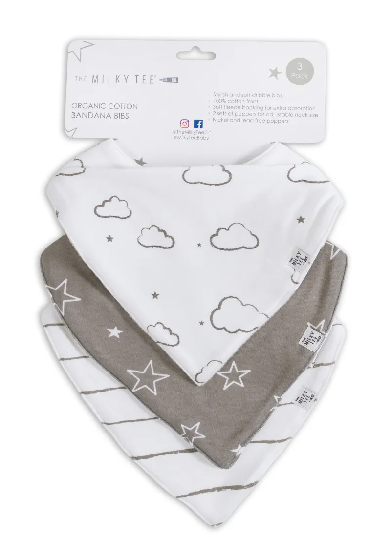 Unisex Organic Cotton Bandana Bibs (Super Absorbent), Set of 3