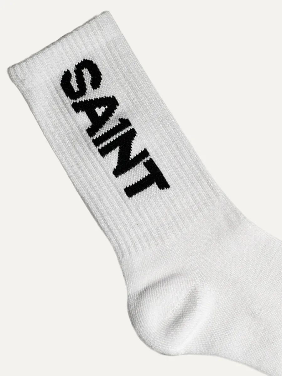 Unisex SA1NT Bamboo Crew Socks - White