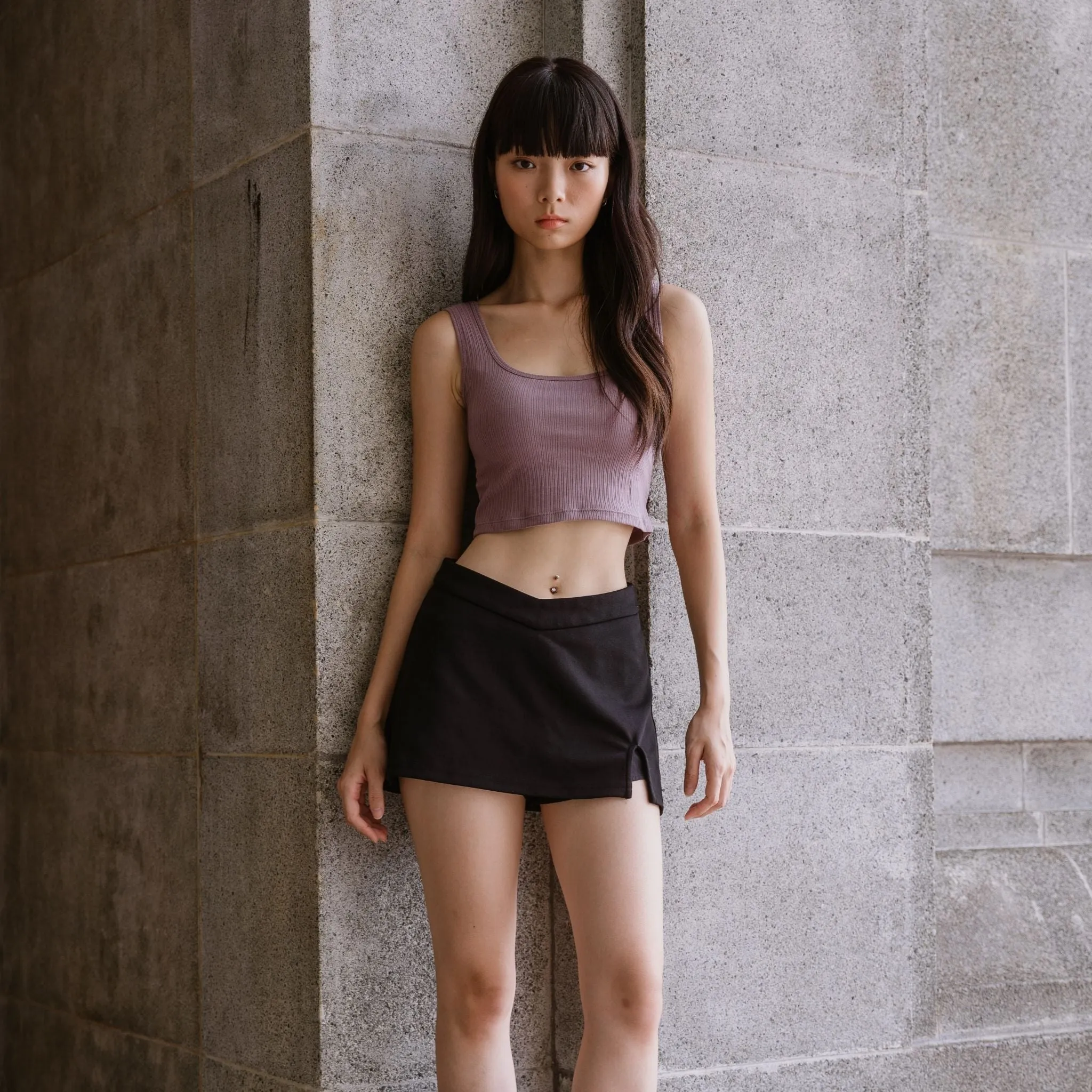 Urban Edge! Thick Straps Crop Bra Top (Ribbed Cotton) in Creme Taro