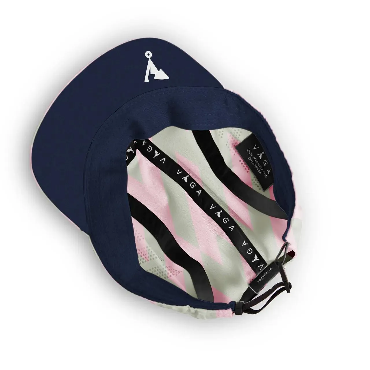 Vaga Ltd Print Feather Racing Cap - Pastel Pink/Navy Blue