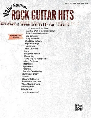 VALUE SONGBOOKS ROCK GUITAR HITS GTR TAB