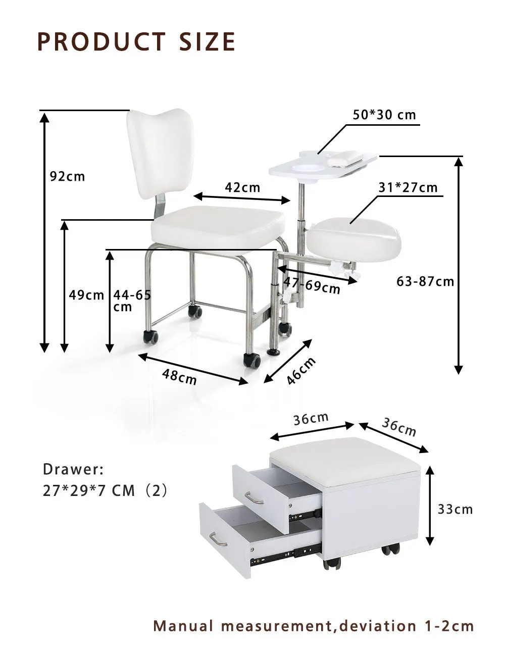 Vane 2 IN 1 Mobile Manicure Pedicure Chair