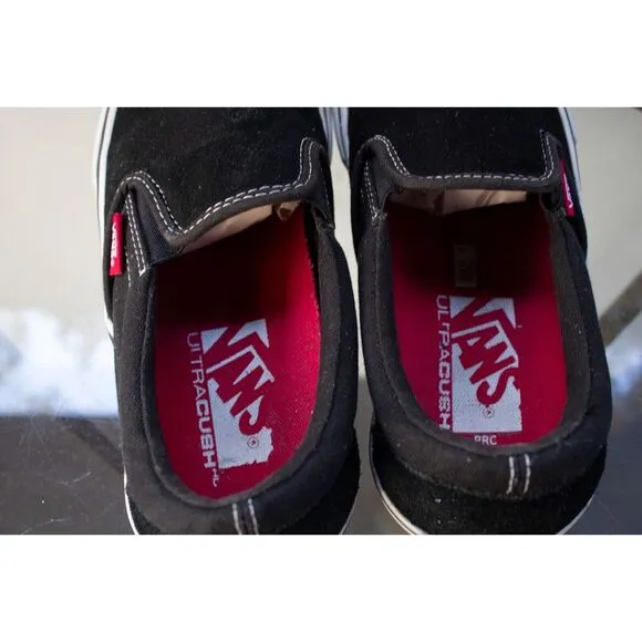 Vans Authenic Slip-On Ultracush Pro Black Suede White Gum Mens 6.5
