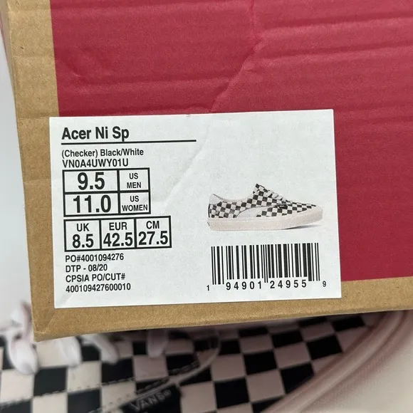 Vans Black and White Checkerboard Skate Sneakers