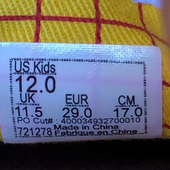 Vans Disney Toy Story Woody Sneakers shoes Unisex toddler size 12