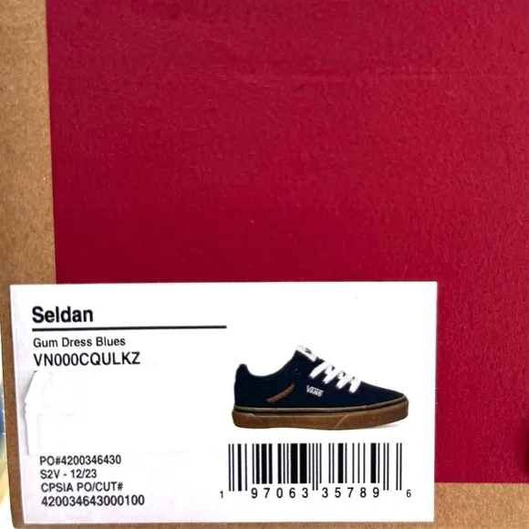 VANS Seldan Sneakers Low Top Kids Size Shoe Gum Dress Blues Canvas VN000CQULKZ
