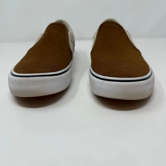 Vans Slip On Sneakers Unisex Men's 9 Brown Asher Slip-On Deluxe Comfort Shoe EUC