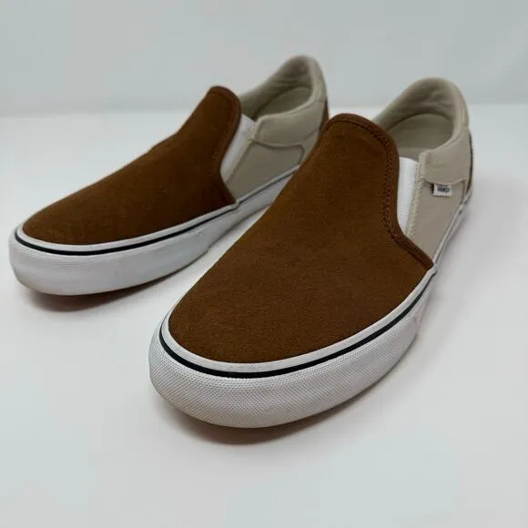 Vans Slip On Sneakers Unisex Men's 9 Brown Asher Slip-On Deluxe Comfort Shoe EUC
