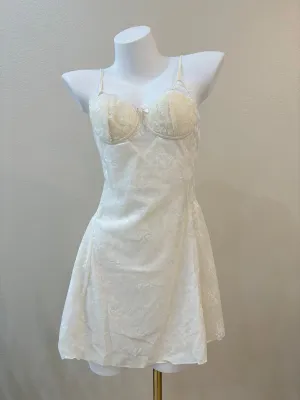 Velvet Bowknot Floral Lace-Trim Slip