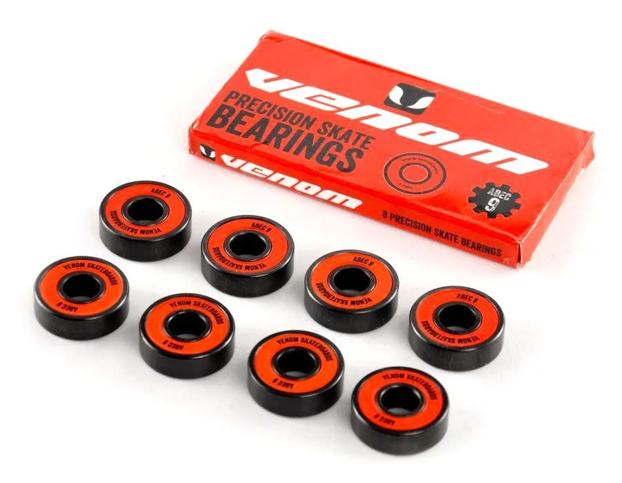 Venom Skateboards Classic Skateboard Wheels with ABEC 9 Bearings Pre Installed