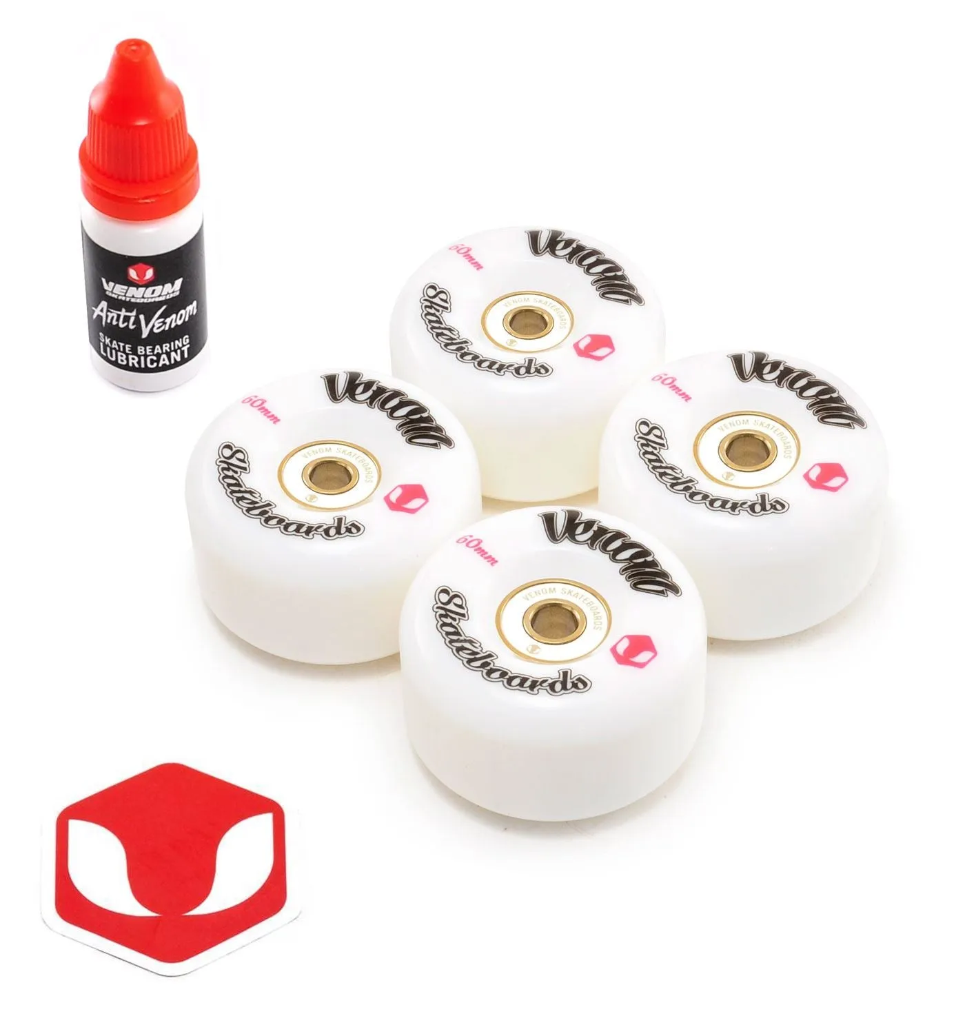Venom Skateboards Classic Skateboard Wheels with Gold Bearings Pre Installed