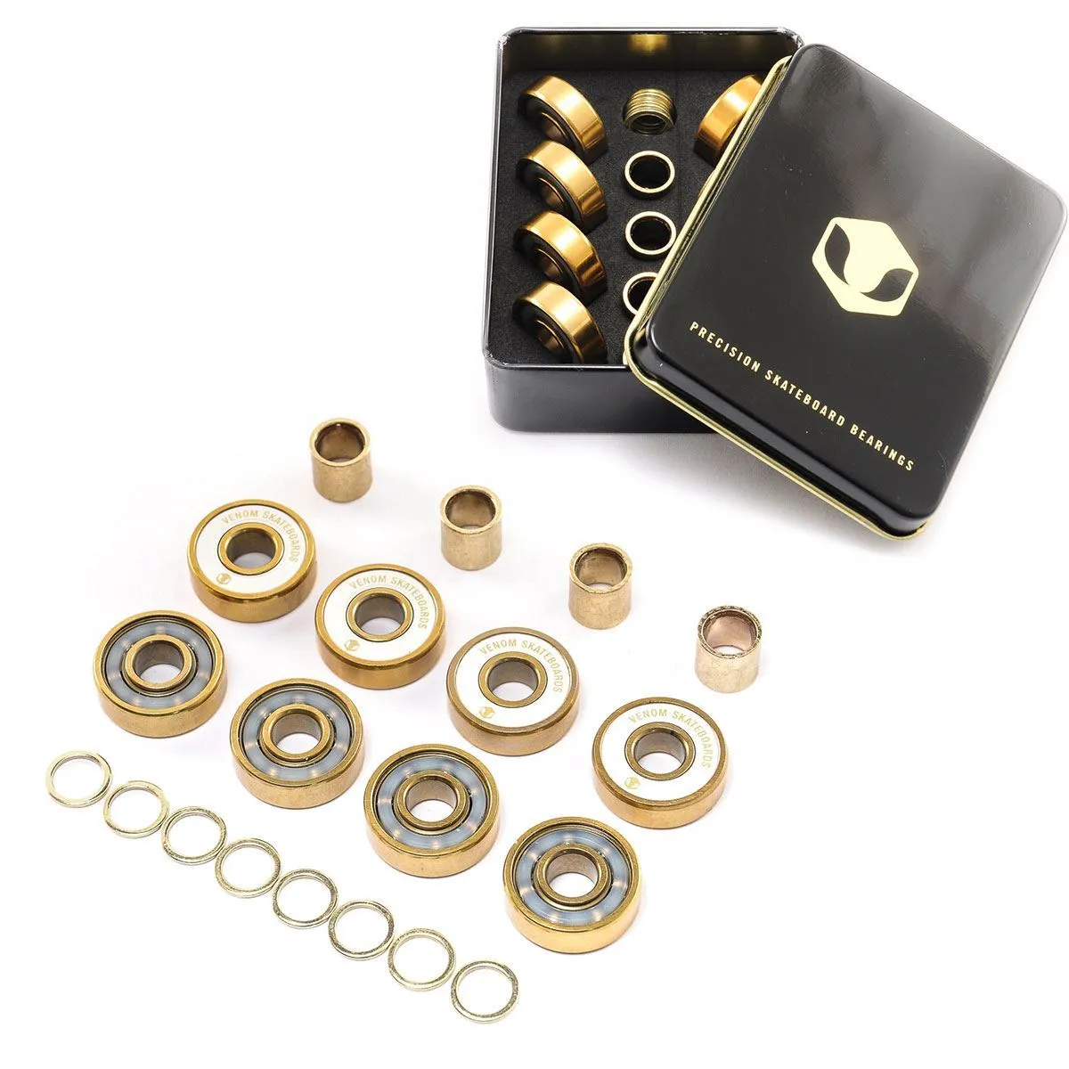 Venom Skateboards Classic Skateboard Wheels with Gold Bearings Pre Installed