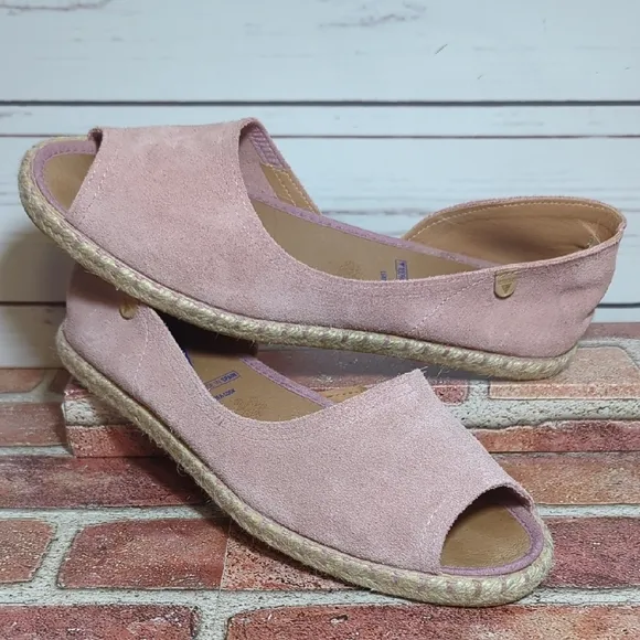 Verbenas Cruz Suede Blush Pink Flat Espadrille Sandal Made in Spain Women's 10.5