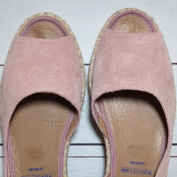 Verbenas Cruz Suede Blush Pink Flat Espadrille Sandal Made in Spain Women's 10.5